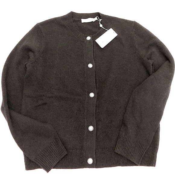 💫 NWT Tory Burch Black Wool Cardigan with Sparkling Buttons size Medium 💫
